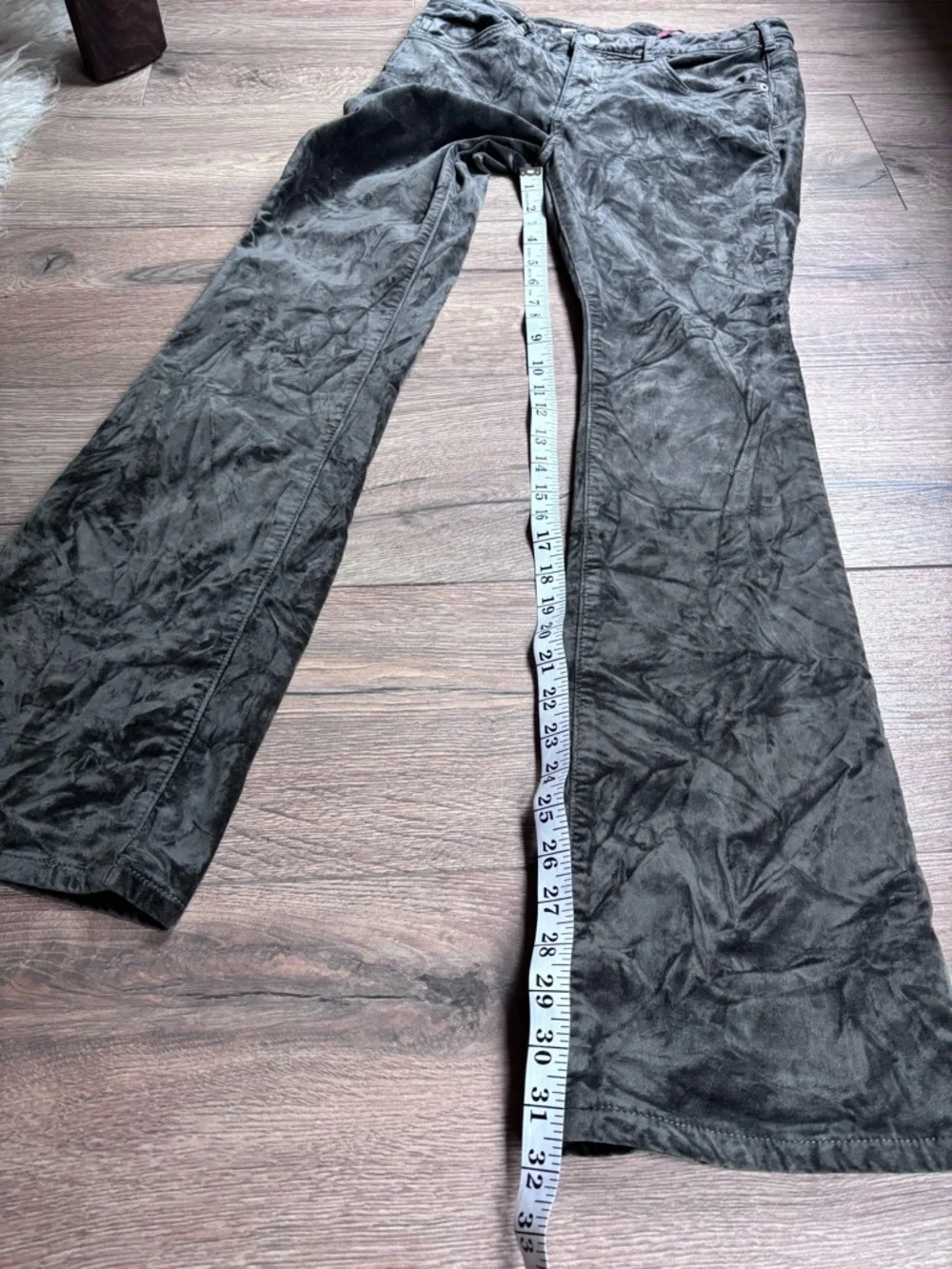 Pilcro Velvet Demi Lune Bootcut Pants Size 29 Green Gray Stretch Anthropologie - Picture 12 of 16